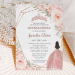 Chic Blush Floral Rose Gold Quinceañera Princess Invitation<br><div class="desc">This chic Quinceañera invitation features a girl in a rose gold ball gown, a geometric frame adorned by delicate watercolor blush floral, soft greenery foliage and elegant rose gold accents. Personalize it easily and quickly, simply click the "Edit Using Design Tool" button to modify the text, wording, font style, font...</div>
