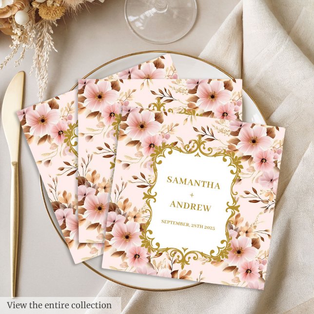 Chic Blush Gold Boho Wedding Napkins (Chic Blush Gold Boho Wedding Napkins)