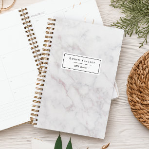 Chic Blush & Grey Marble Personalized Planner
