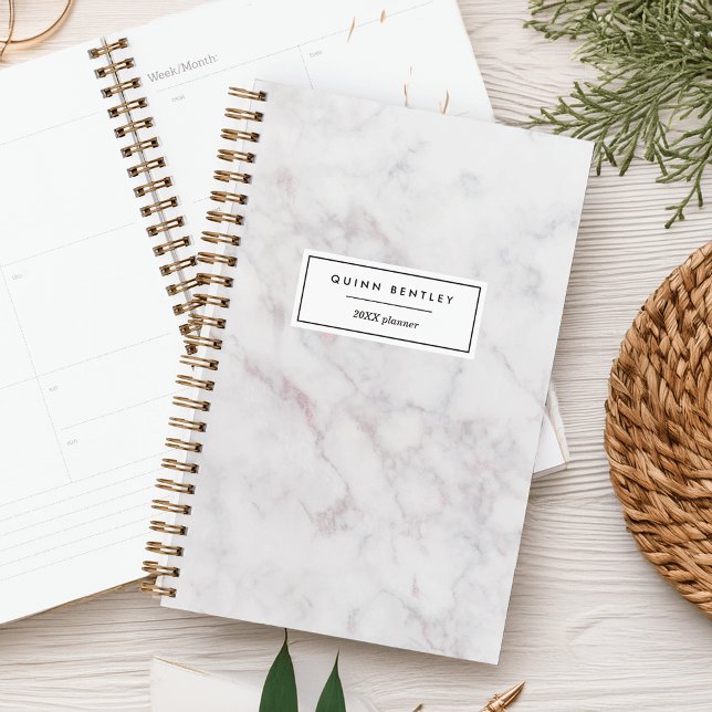 Chic Blush & Grey Marble Personalized Planner (Creator Uploaded)