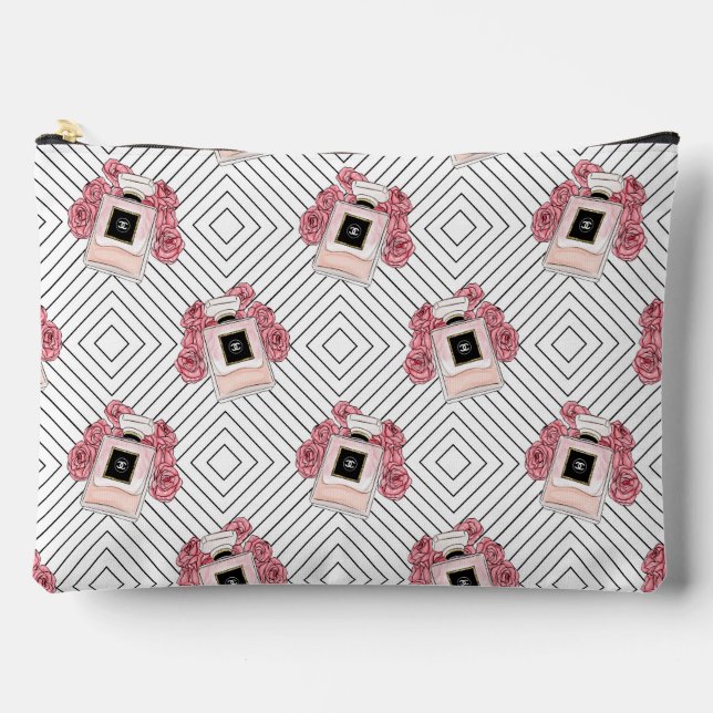 Chic Blush Perfume Illustration Makeup Pouch (Front)