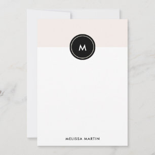 Chic Blush Pink and Black Stationery Card