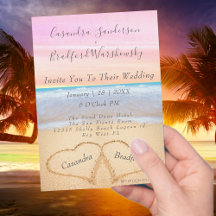 Chic Blush Pink Beach Wedding 2 Hearts in the Sand