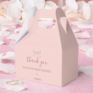 Chic Blush Pink Bow Baby Shower Favor Box