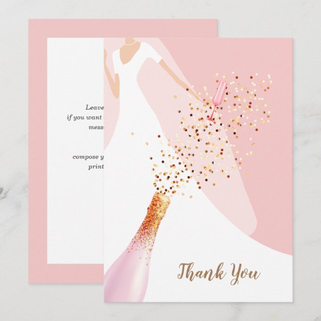 Chic Blush Pink Bridal Shower Thank You Card (Front/Back)