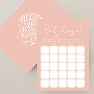 Chic Blush Pink Clamshell Baby Bingo Shower Game Advice Card