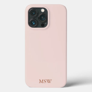 Chic blush pink custom monogram initials elegant iPhone 13 pro case