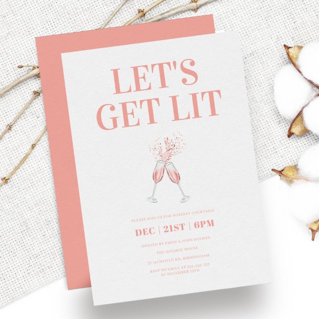 Chic Blush Pink Cute Christmas Party Invitation (Creator Uploaded)