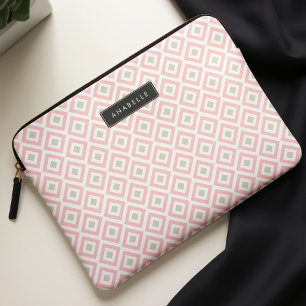 Chic Blush Pink Diamonds Pattern Laptop Sleeve