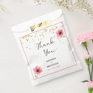 Chic Blush Pink Floral Confetti Frame Wedding Favour Bag
