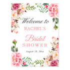 Chic Blush Pink Flowers Bridal Shower Welcome Sign