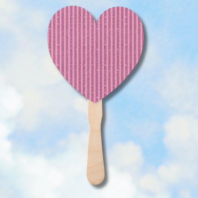 Chic Blush Pink Glitter Style Vertical Stripes Hand Fan (Creator Uploaded)