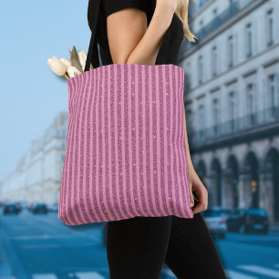 Chic Blush Pink Glitter Style Vertical Stripes Tote Bag