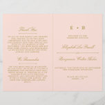 Chic Blush Pink & Gold Wedding Program Template<br><div class="desc">Chic Blush Pink & Gold Wedding Program Template.</div>