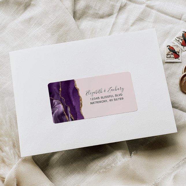 Chic Blush Pink Gold Wedding RSVP Address Label (Creator Uploaded)