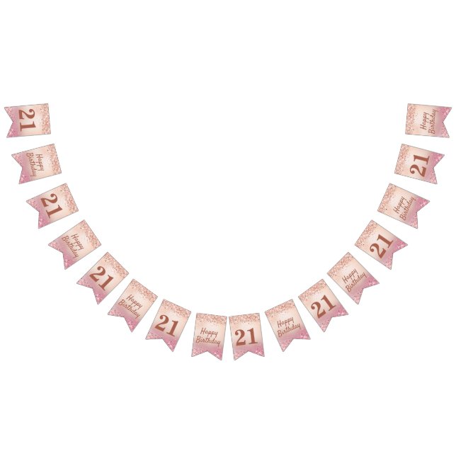 Chic Blush Pink Holo Glitter Birthday Bunting Flags (All)