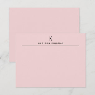 Chic Blush Pink Modern Monogram Initial Name Card