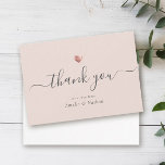 Chic Blush Pink Modern Script Rose Gold Heart Thank You Card<br><div class="desc">This modern chic rose gold heart thank you note features hand-lettered script calligraphy alongside your names in elegant serif typography.</div>