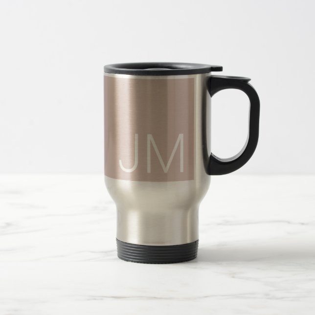 Chic Blush Pink Monogrammed Oversized Initials Tra Travel Mug (Right)