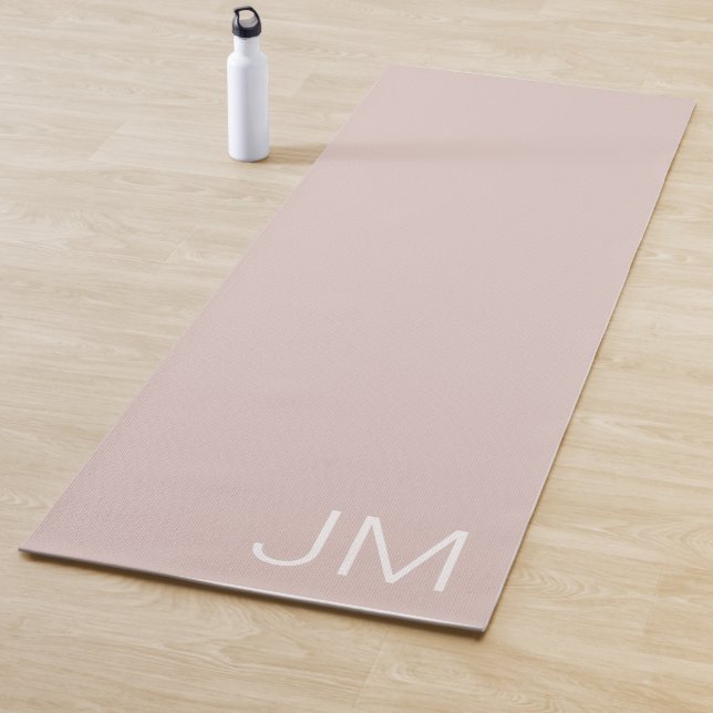 Chic Blush Pink Monogrammed Oversized Initials Yoga Mat (In Situ)