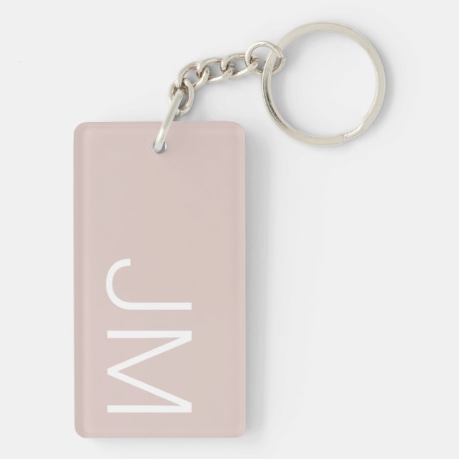 Chic Blush Pink Oversized Monogrammed Initials  Keychain (Back)