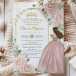 Chic Blush Pink Roses Floral Princess Quinceañera Invitation<br><div class="desc">Personalize this elegant blush floral Quinceañera / Sweet 16 birthday invitation easily and quickly. Simply click the Edit Using Design Tools button to further edit the texts, change fonts and fonts colours. Featuring soft watercolor blush flowers, a girl dressed in a lovely blush pink ball gown and a vintage gold...</div>