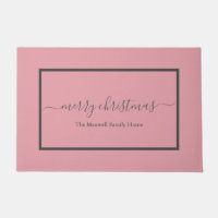 Chic blush pink script family name Christmas 
