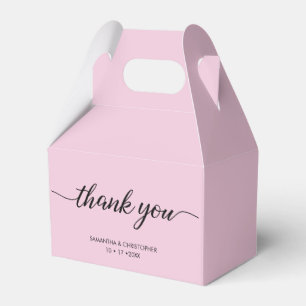 Chic.Blush Pink Thank you Script Wedding  Favor Box