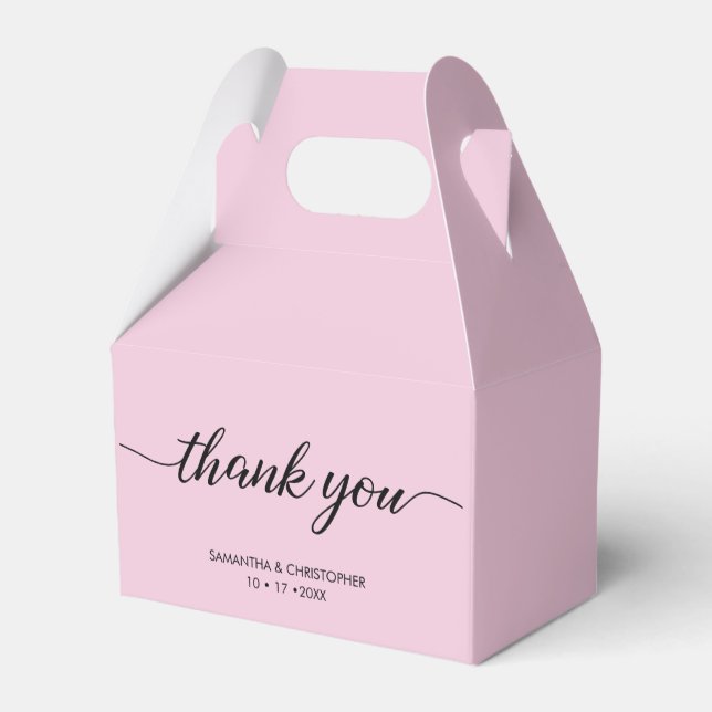 Chic.Blush Pink Thank you Script Wedding  Favor Box (Back Side)