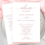 Chic Blush Pink Watercolor Frame Wedding Program<br><div class="desc">Elegant blush pink Wedding program featuring delicate blush pink watercolor border stripes framing your wedding program details. Ability to make text changes and adjustments by selecting customize further. Front with wedding ceremony details, back with wedding party names and thank you message for your guests or any other text you like,...</div>