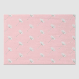Chic Blush Pink White Dandelion Flowers Tissue Paper