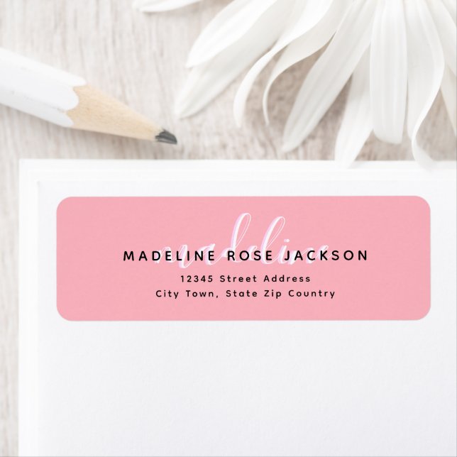 Chic Blush rose avec nom de calligraphie noire (En situation)