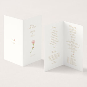 Chic Blush Rose ivoire plié programme de mariage d