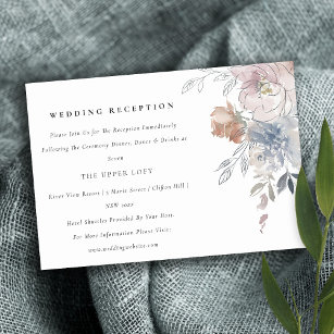 Chic Blush Watercolor Floral Wedding Reception Enclosure Card