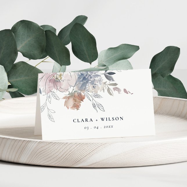 Chic Blush Watercolor Floral Wedding Website Place Card (Creator Uploaded)