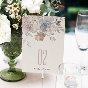 Chic Blush Watercolor Floral Wedding Website Table Number