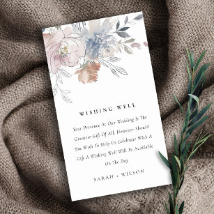 Chic Blush Watercolor Floral Wedding Wishing Well Enclosure Card