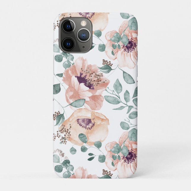 Chic Blush Watercolor Flowers  iPhone iPad Case (Back)