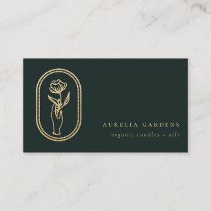 Chic Bohème Golden Floral Logo Carte de visite