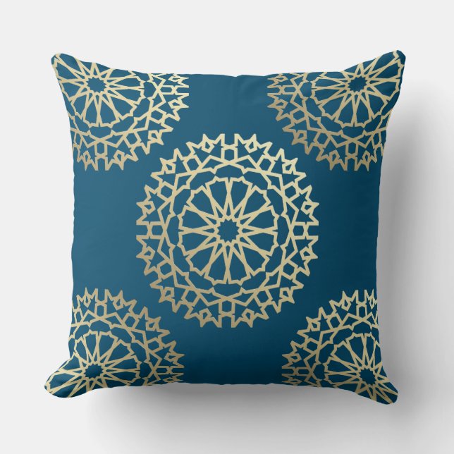 Chic Bohemian blue oil coussin Throw Pillow (Front)