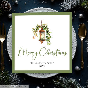 Chic Bohemian Christmas Lantern Rustic Dinner   Napkin