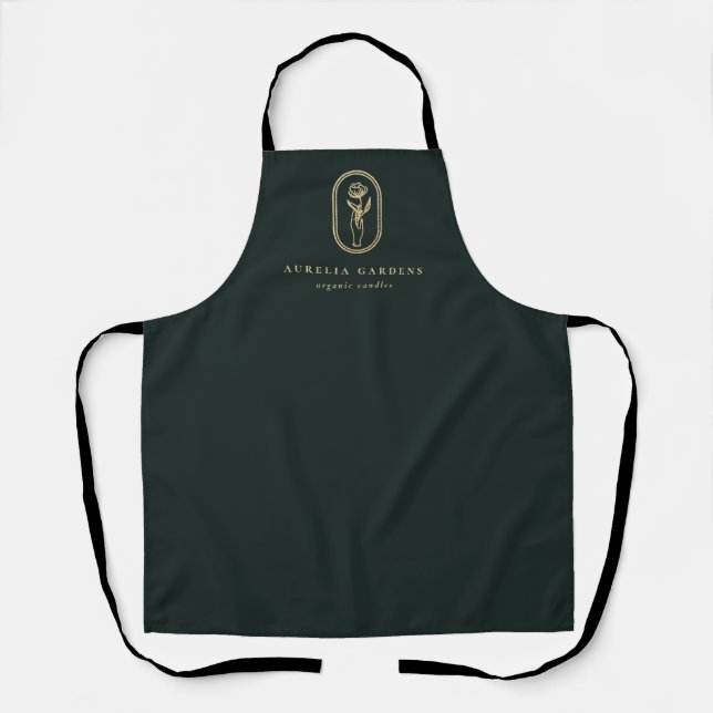 Chic Bohemian Golden Floral Logo Apron (Front)