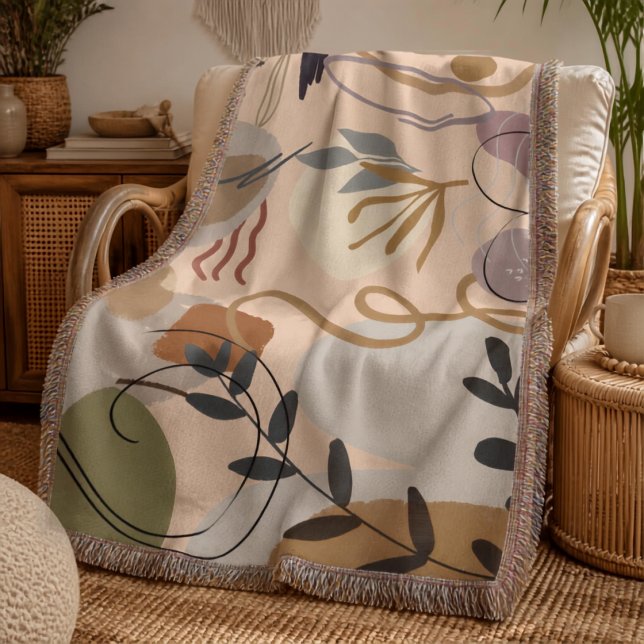 Chic Boho Abstract Florals Throw Blanket (Creator Uploaded)