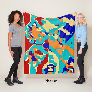 Chic boho abstract vector colourful monogram sherp fleece blanket