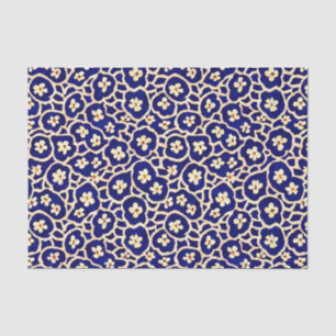 Chic Boho Anemone Dark Blue Pattern  Tissue Paper