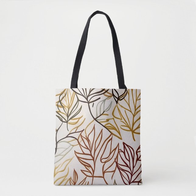 Chic boho autumn leaves vector abstract tote bag (Front)