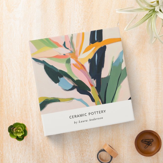 Chic Boho Bird Of Paradise Painted Floral Binder (In Situ)