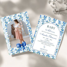 Chic Boho Blue Wildflower Boy floral Baby Shower