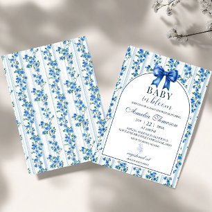 Chic Boho Blue Wildflower Boy floral Baby Shower Invitation
