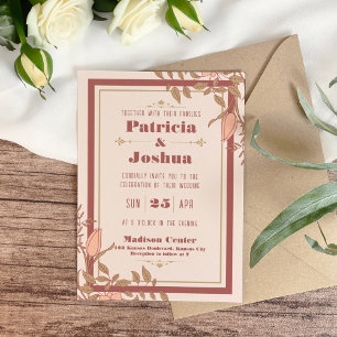 Chic Boho Blush Beige Retro Faire-part de mariage